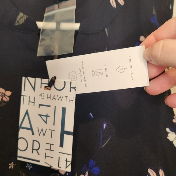 41 Hawthorn Sleeveless Split V-Neck Dark Navy Floral Dress Size Small - Picture 3 of 12